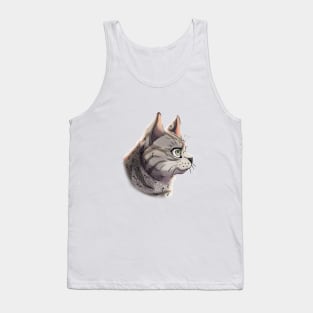 Silver Tabby British Shorthair Side Portrait Tank Top